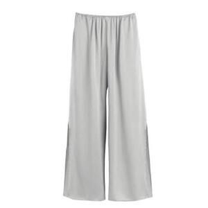 CUYANA washable charmeuse silk cropped wide leg pant in grey Large